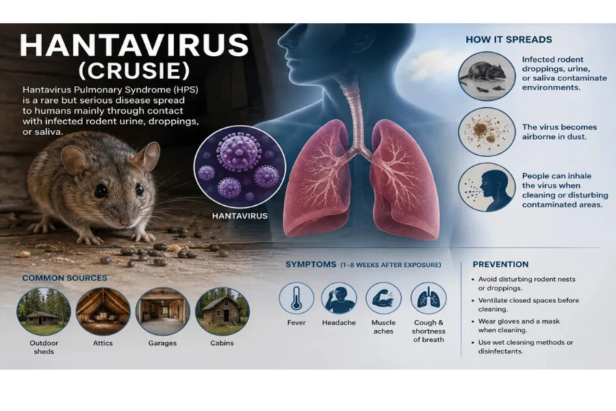 хантавірусний легеневий синдром (Hantavirus Pulmonary Syndrome, HPS);
